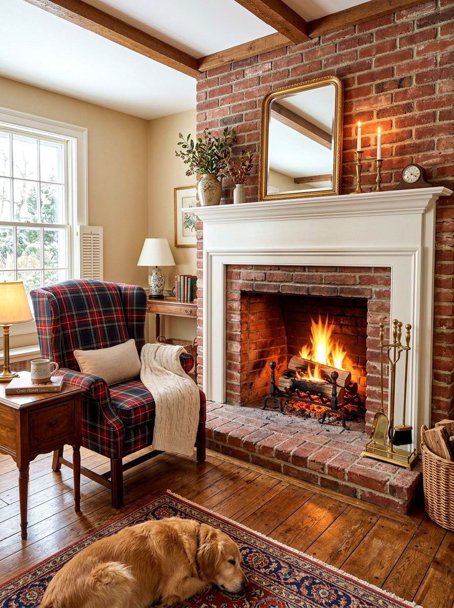 Traditional Red Brick Fireplace - 30 brick fireplace ideas