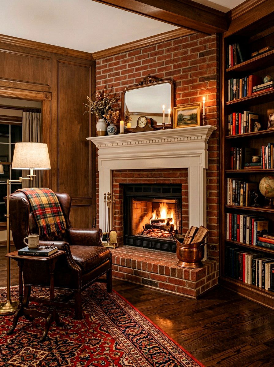 Traditional Red Brick Hearth - 30 corner fireplace ideas