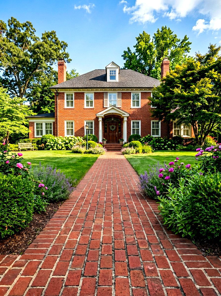 Traditional Red Brick Path - 30 brick walkway ideas