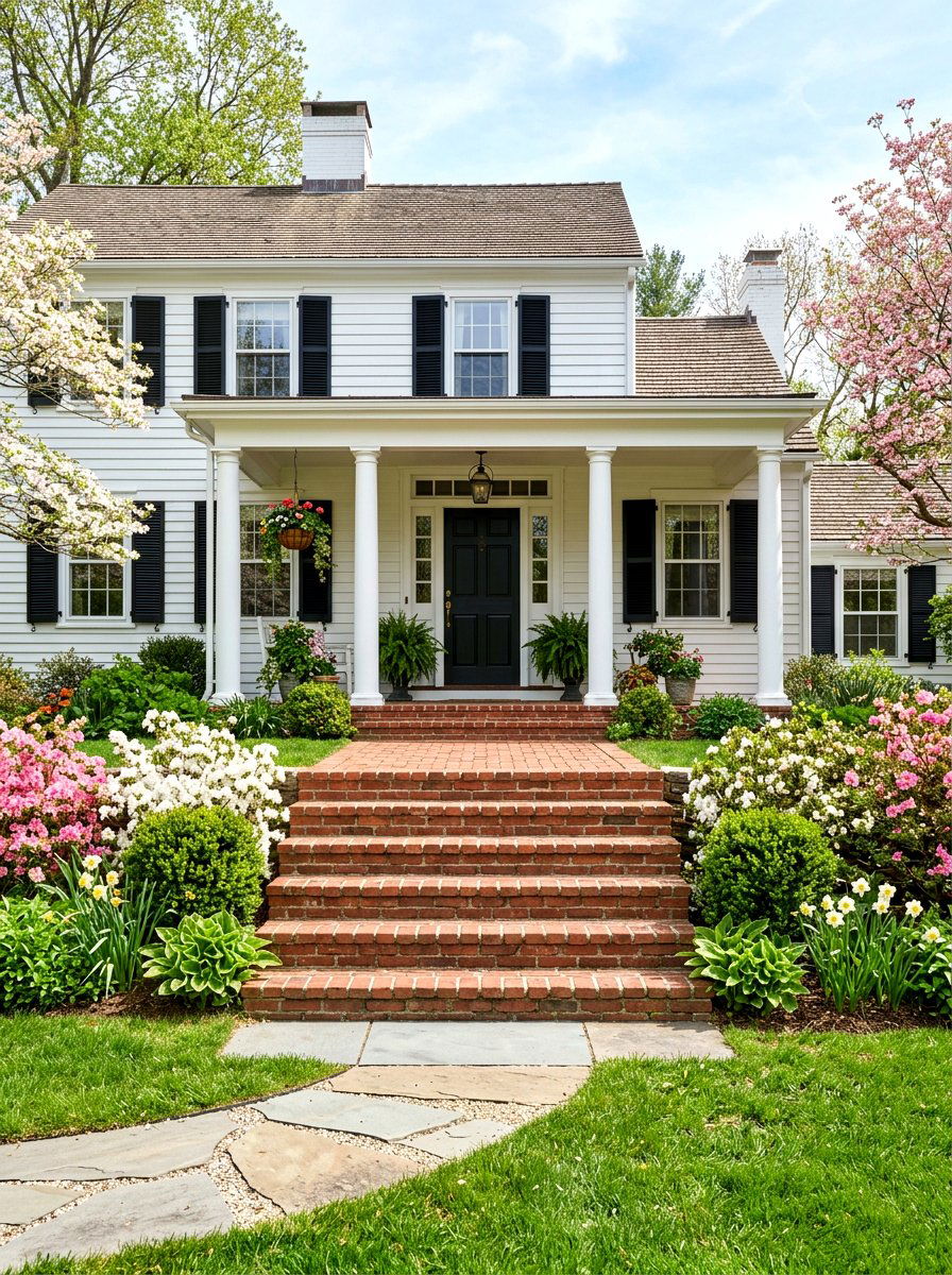 Traditional Red Brick Porch Steps - 30 porch step ideas