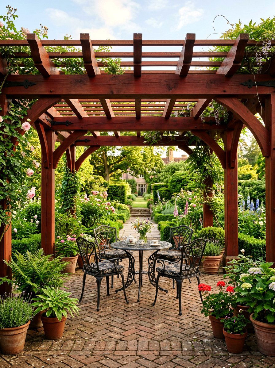 Traditional Redwood Pergola - 30 backyard pergola ideas