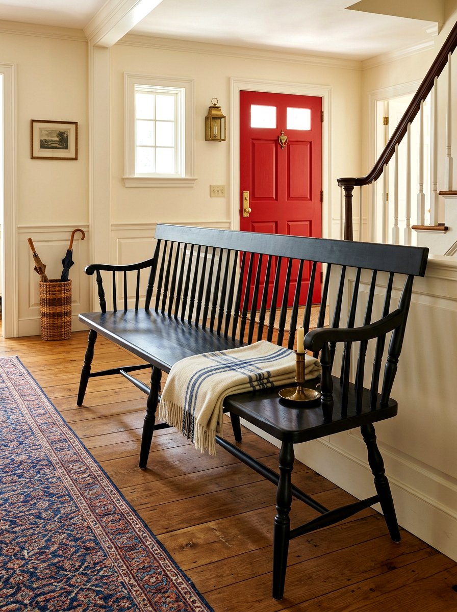 Traditional Spindle Bench - 30 foyer bench seating ideas