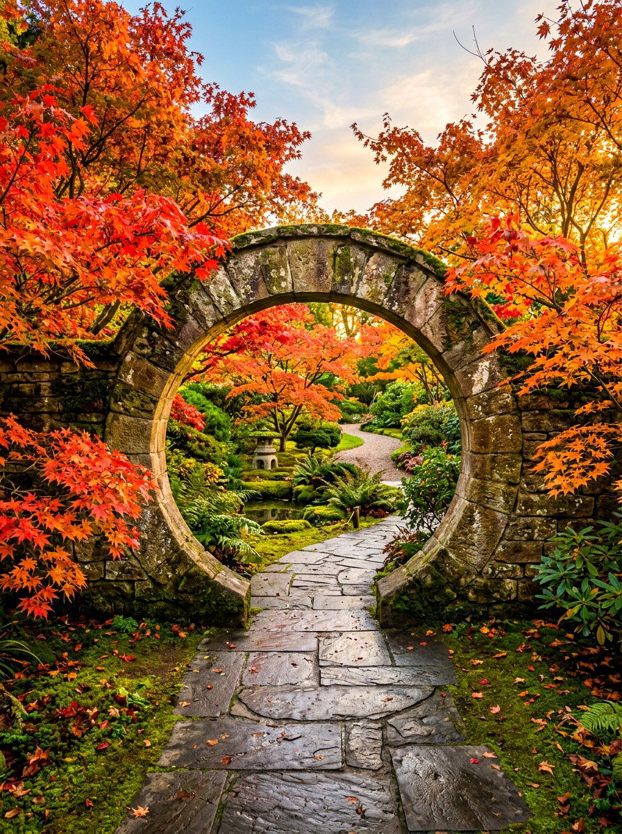 Traditional Stone Moon Gate - 30 moon gate garden ideas