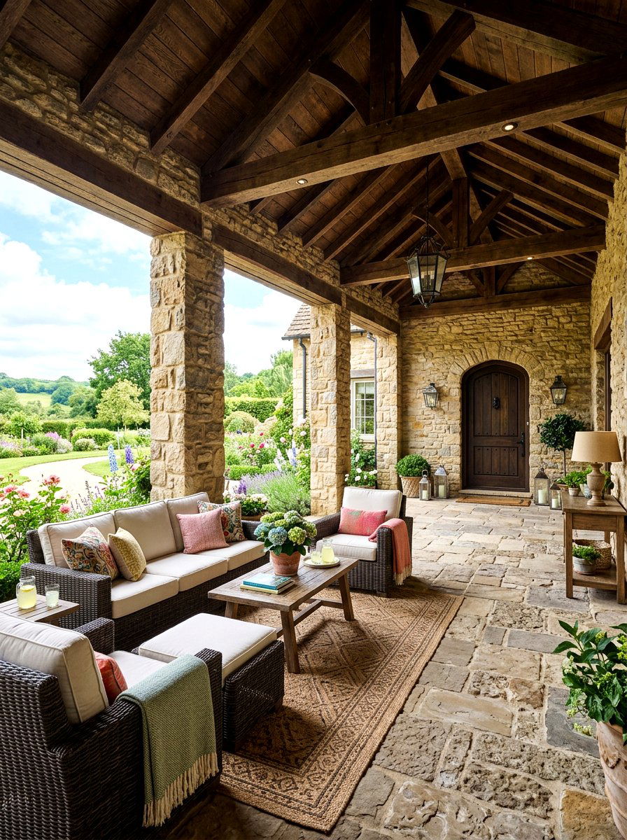 Traditional Stone Porch - 30 stone house exterior ideas