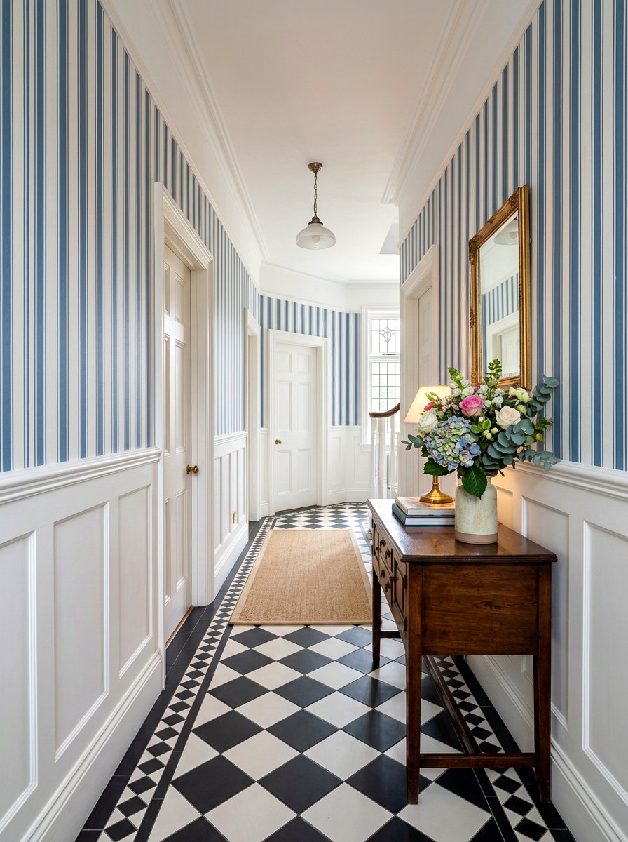 Traditional Striped Wainscoting Hallway - 30 striped hallway ideas