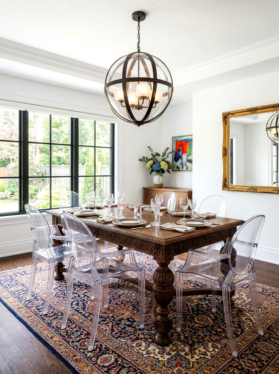 Traditional Table Funky Modern Chairs - 30 eclectic dining room ideas