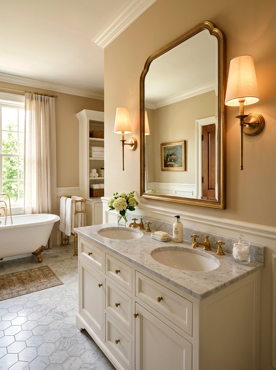 Traditional Tapered Fabric Sconce - 30 bathroom lighting ideas