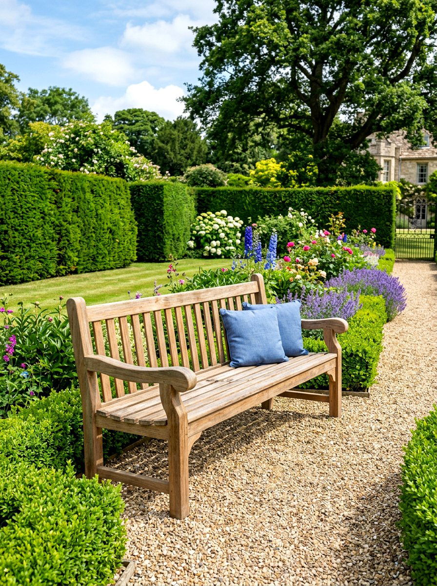 Traditional Teak Garden Bench - 30 tea garden seating ideas