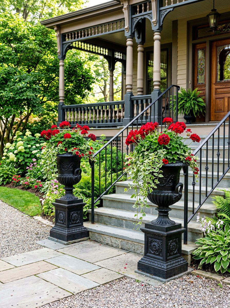 Traditional Urn Front Porch Flower Pots - 30 front porch flower pot ideas