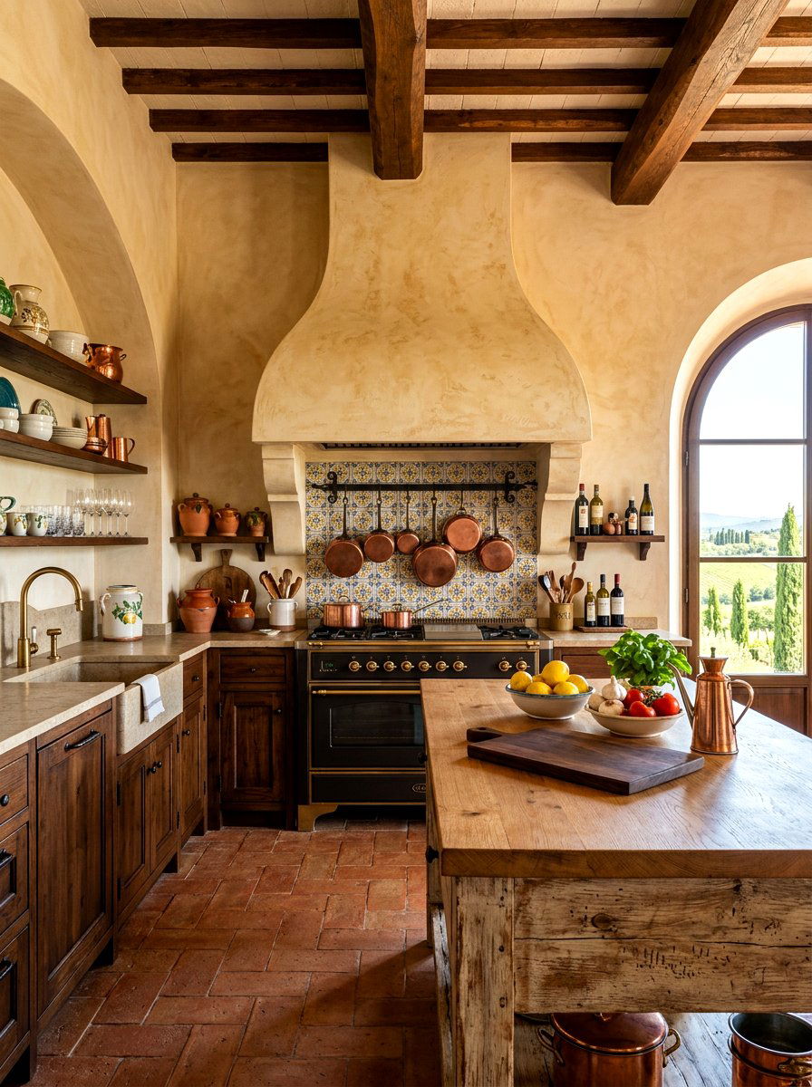 Traditional Venetian Plaster Curved Hood - 30 rounded kitchen hood ideas