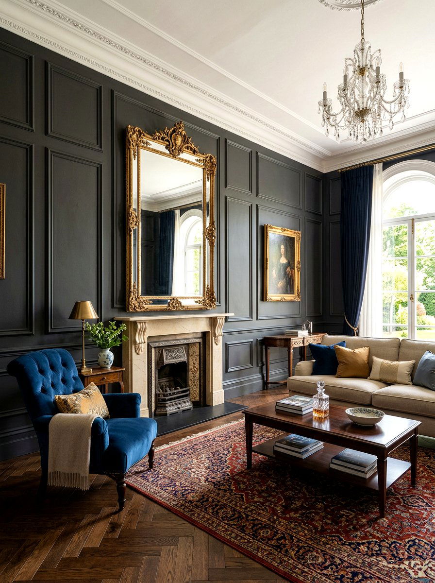 Traditional Wall Molding - 30 moody English living room ideas