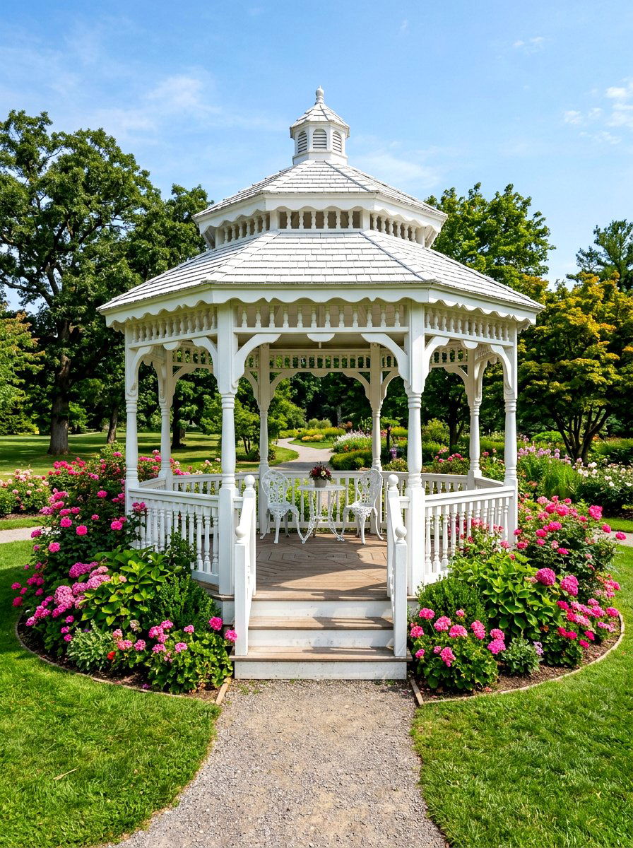 Traditional White Gazebo - 30 outdoor gazebo ideas