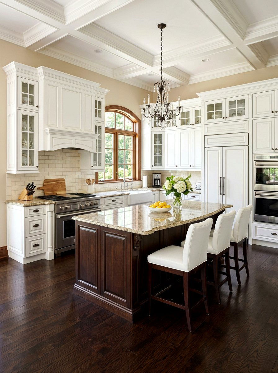Traditional White Kitchen With Wood Flooring - 30 white and wood kitchen ideas