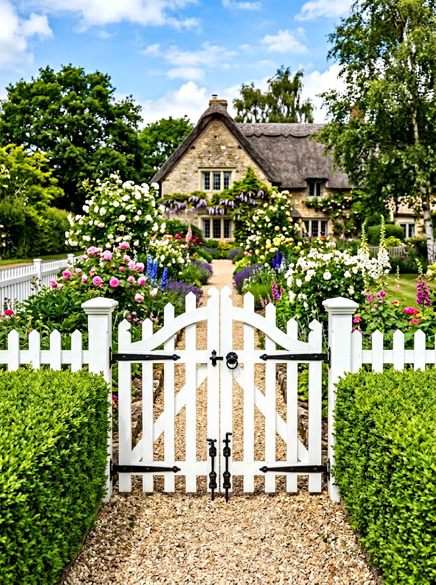 Traditional White Picket Gate - 30 driveway gate ideas