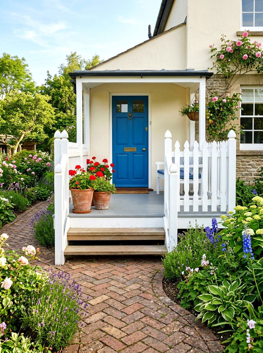 Traditional White Picket Railing - 30 front porch railing ideas