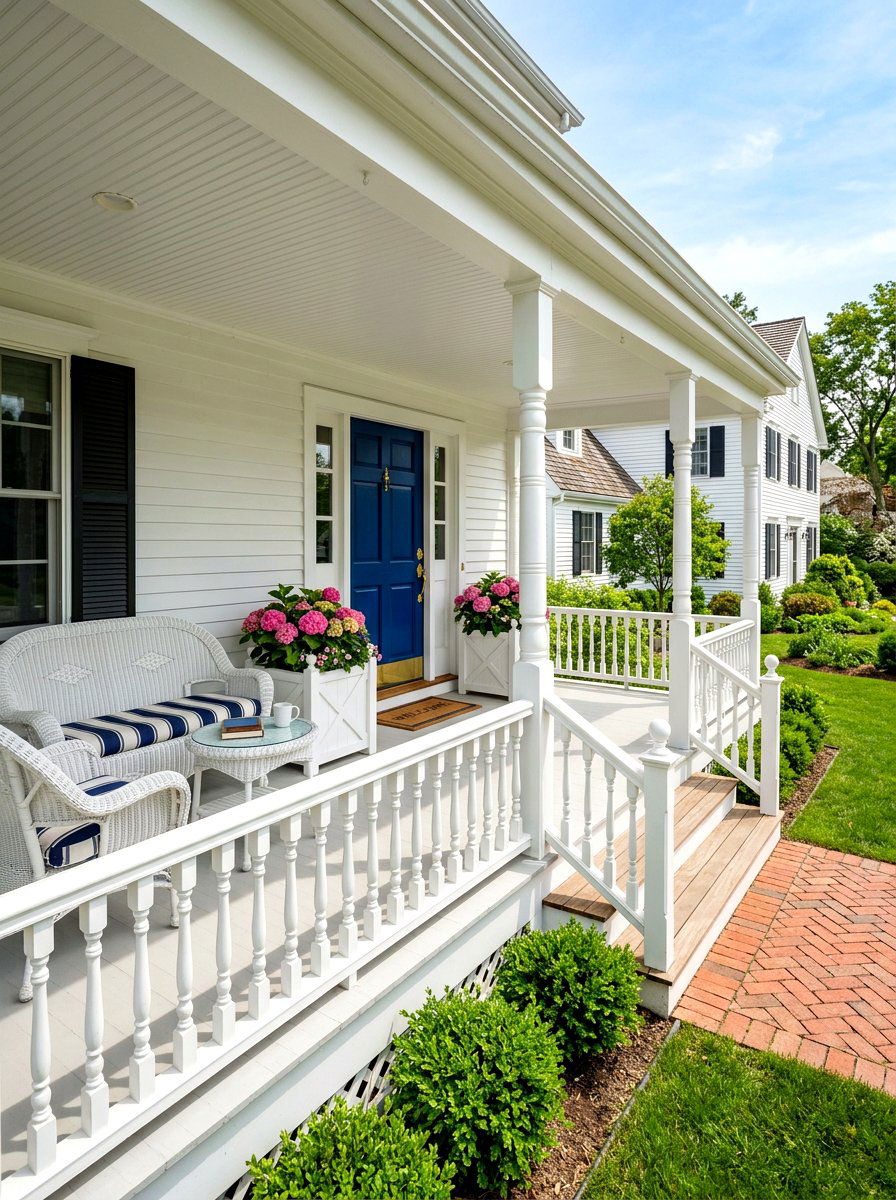 Traditional White Spindle Railing - 30 porch handrail ideas