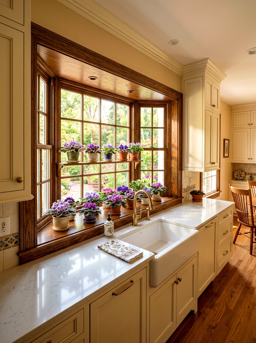 Traditional Wood Garden Window - 30 greenhouse window kitchen ideas