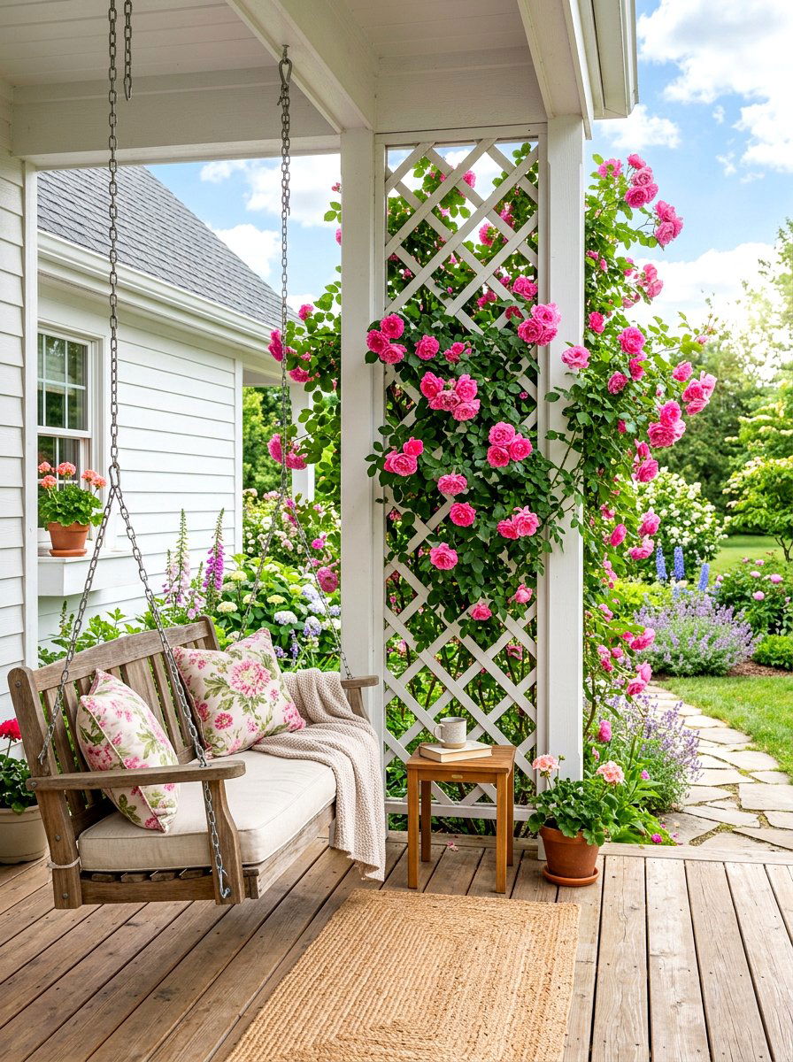 Traditional Wood Lattice Trellis - 30 porch privacy screen ideas