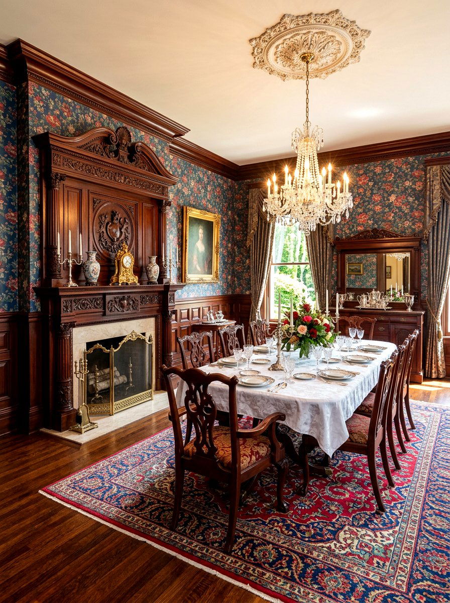 Traditional Wood Mantle Fireplace - 30 dining room fireplace wall ideas
