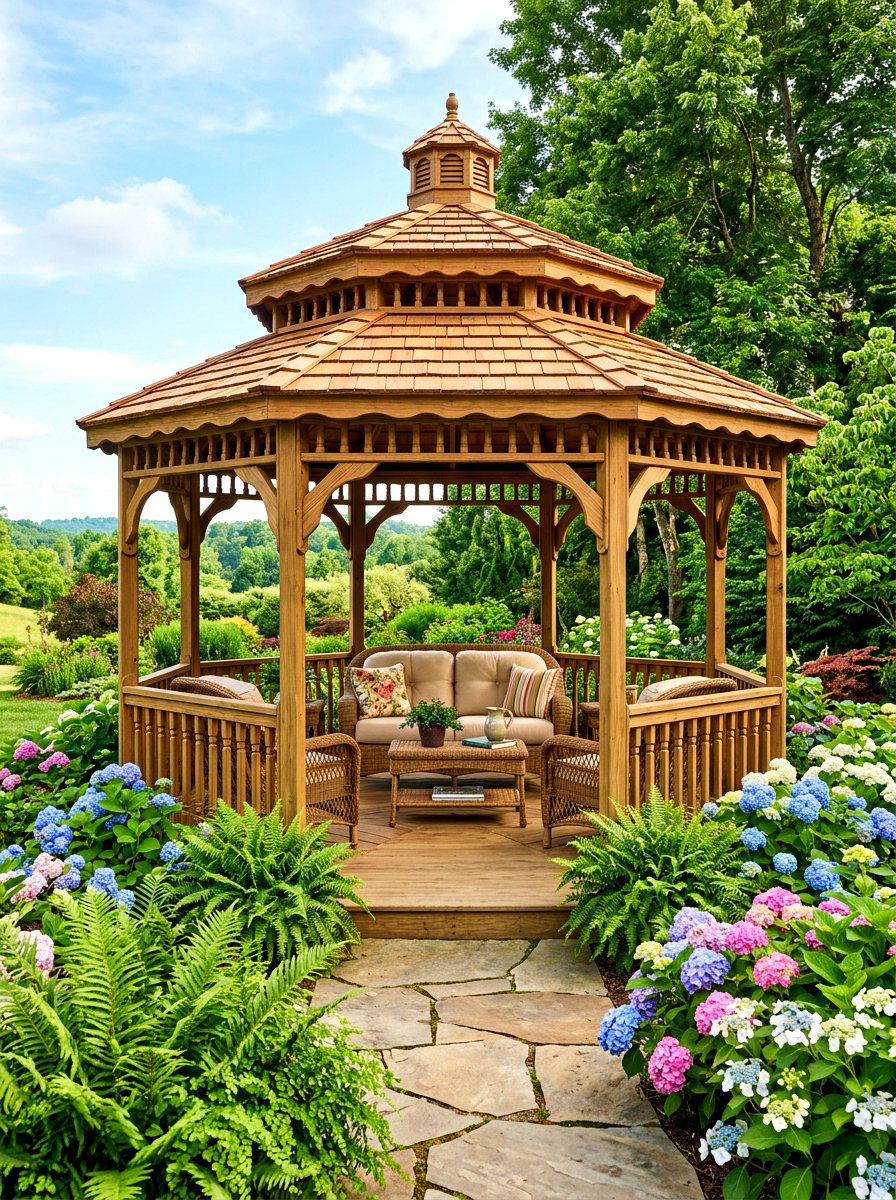 Traditional Wood Octagon Gazebo - 30 octagon gazebo ideas