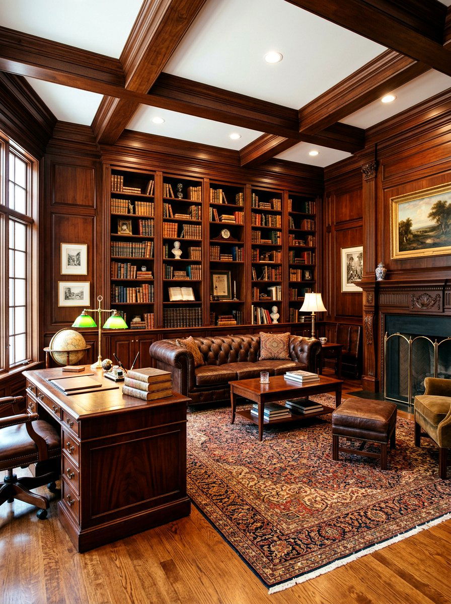 Traditional Wood Paneled Den - 30 den decorating ideas