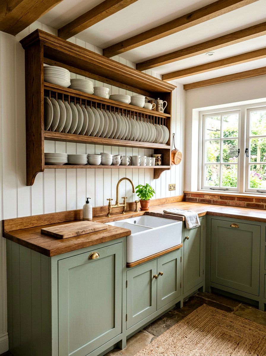 Traditional Wood Plate Rack - 30 heritage kitchen shelf ideas