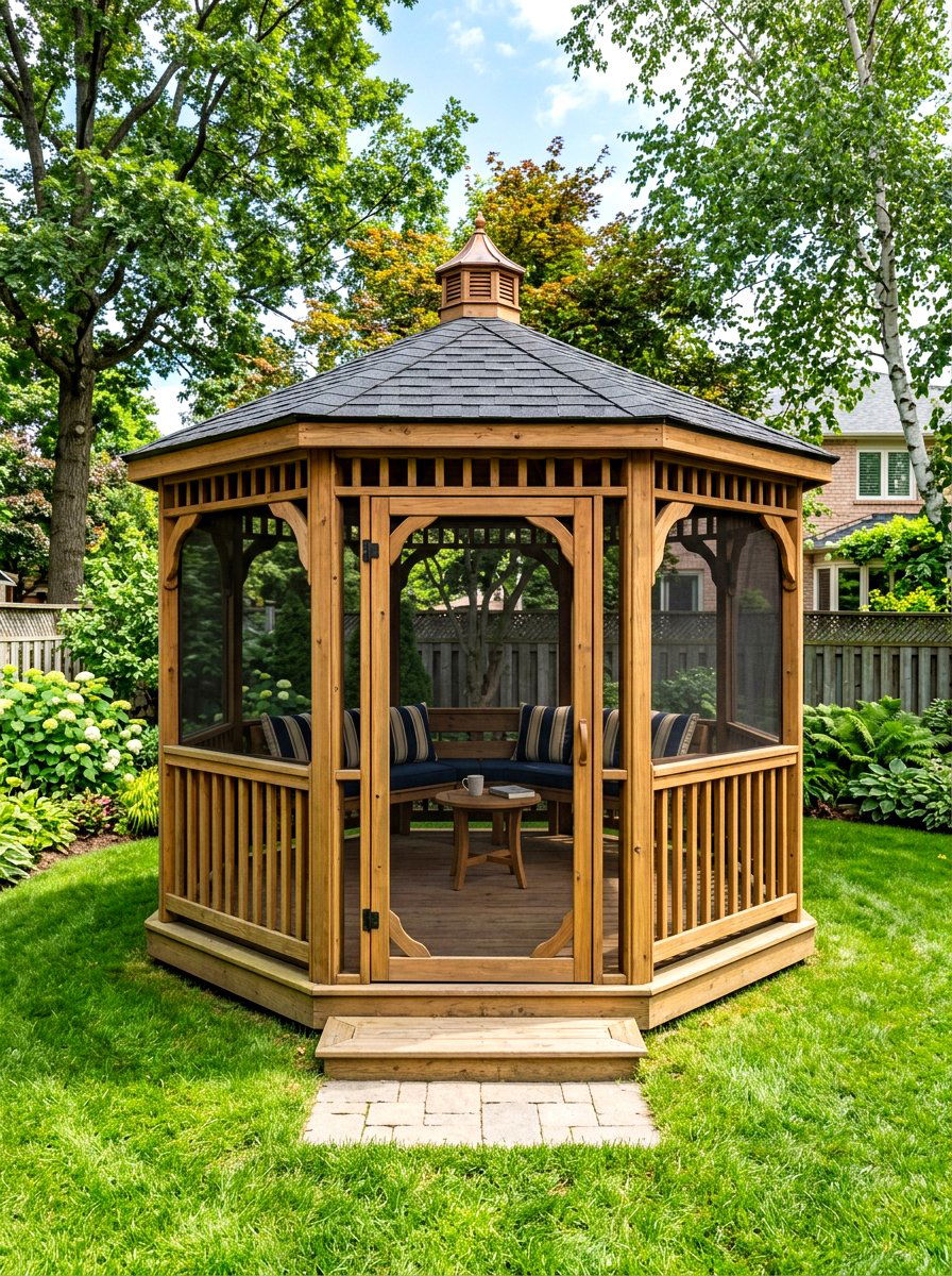Traditional Wood Screened Gazebo - 30 screened gazebo ideas