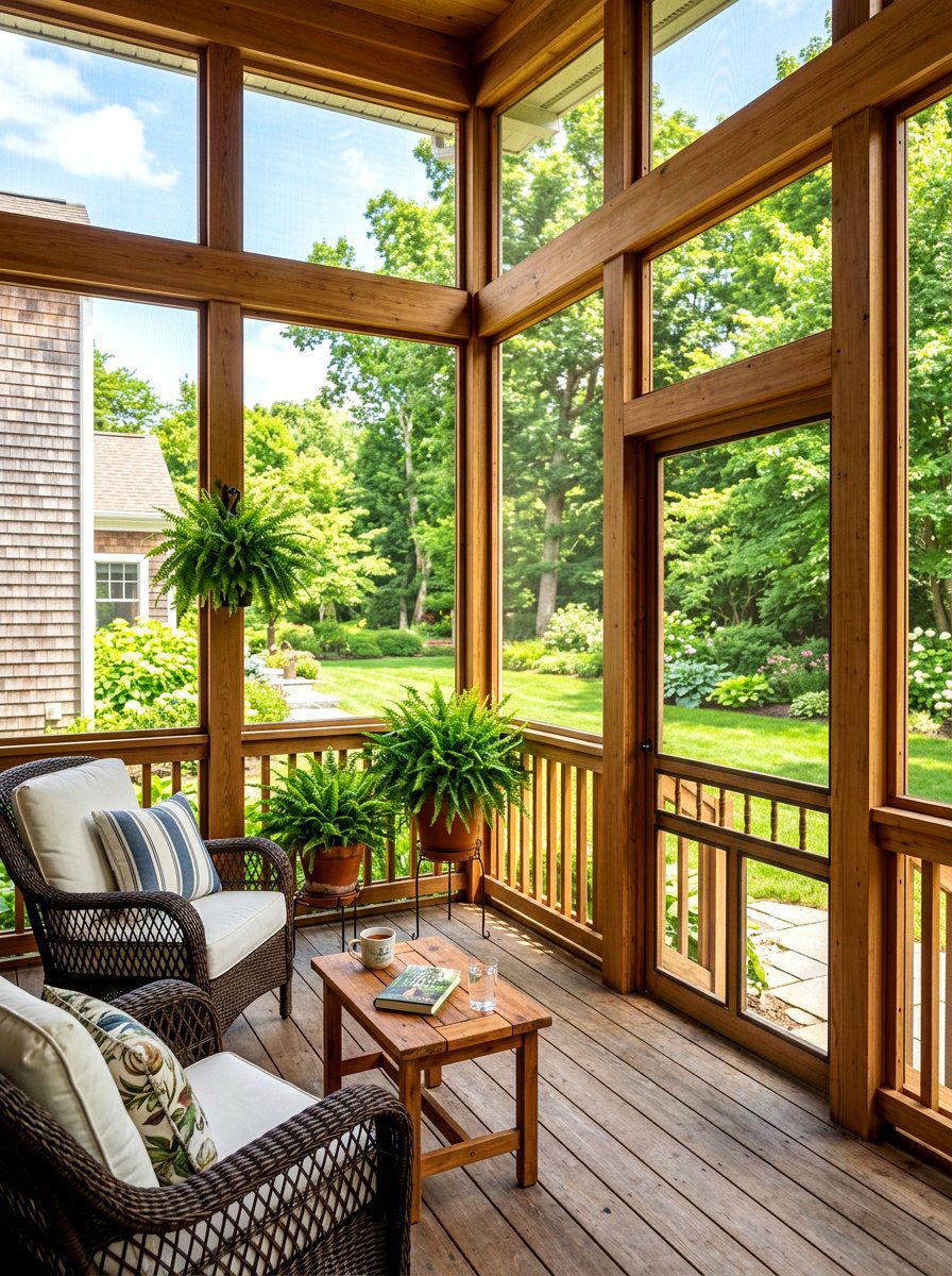 Traditional Wood Screened Porch - 30 screened patio enclosure ideas