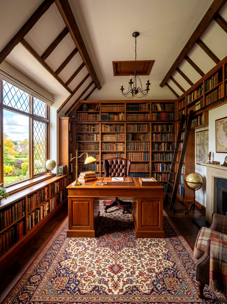 Traditional attic study library - 30 attic reading room ideas