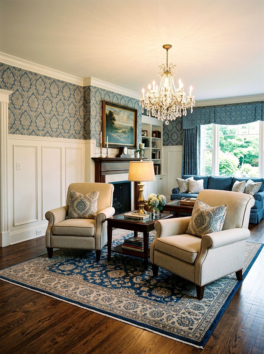 Traditional blue and beige living room - 30 blue and beige living room ideas