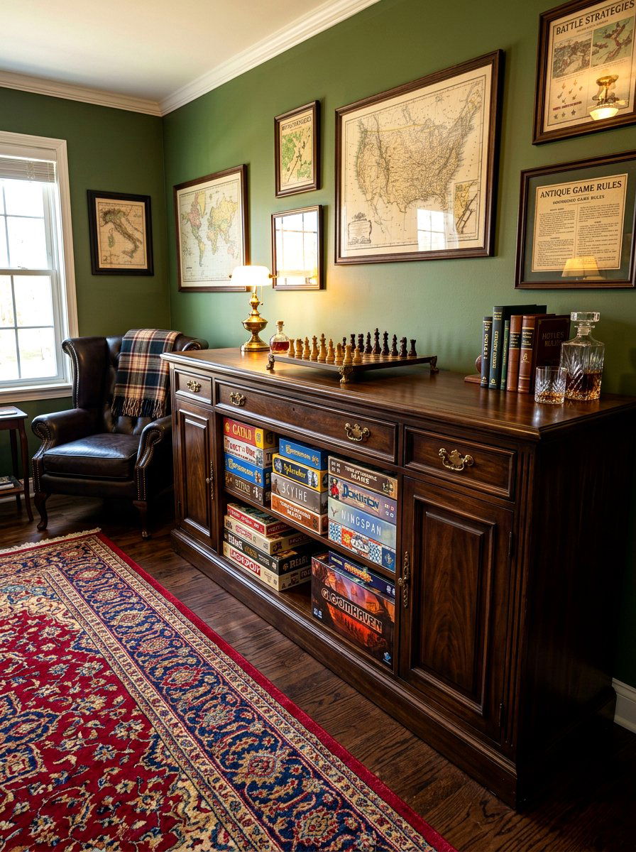 Traditional board game storage cabinet - 30 phone free bedroom ideas for adults