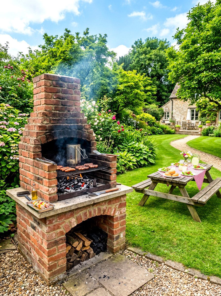 Traditional brick BBQ pit - 30 patio cooking area ideas