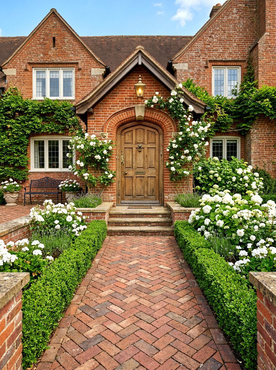 Traditional brick courtyard entry - 30 courtyard house entry ideas