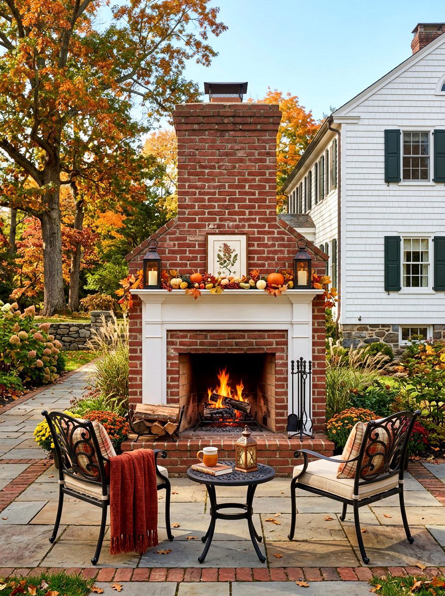 Traditional brick patio fireplace - 30 patio fireplace lounge ideas