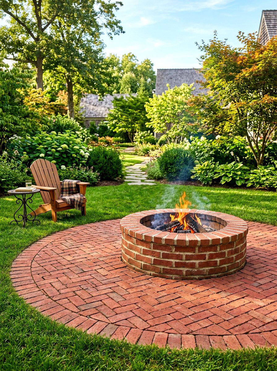 Traditional brick paver fire pit - 30 paver fire pit patio ideas