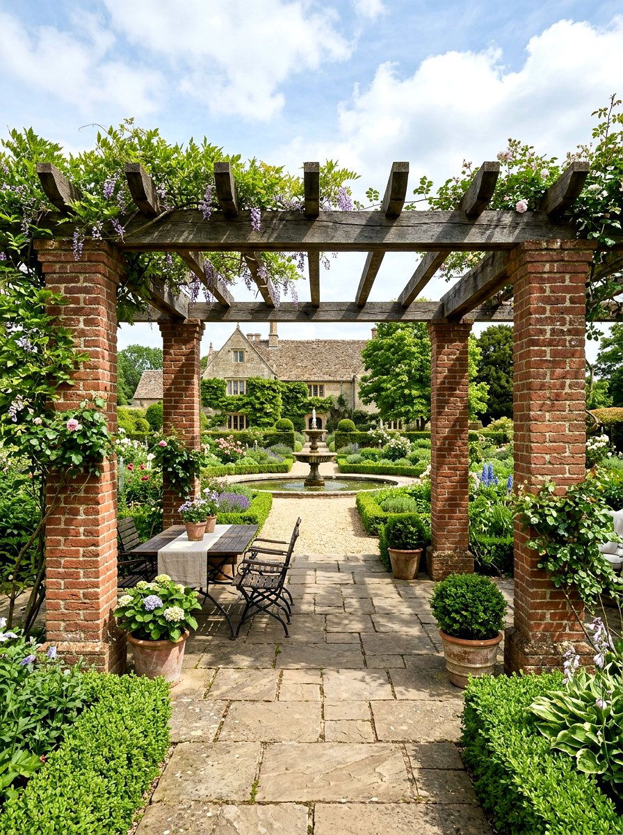 Traditional brick pillar pergola - 30 pergola ideas