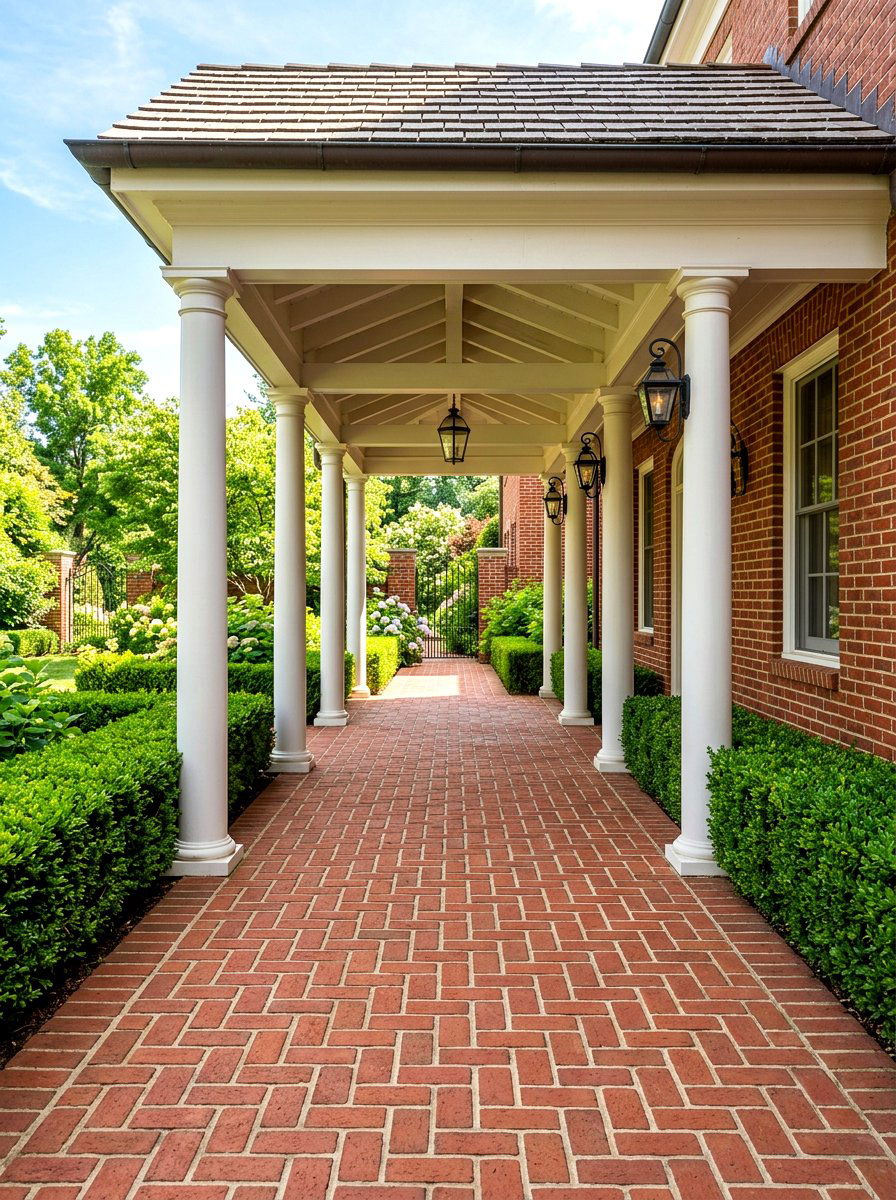 Traditional brick walkway - 30 breezeway garden ideas