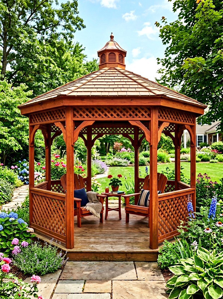 Traditional cedar gazebo - 30 garden party gazebo ideas