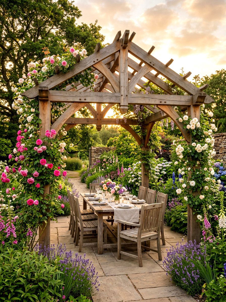 Traditional cedar wood pergola - 30 patio pergola ideas