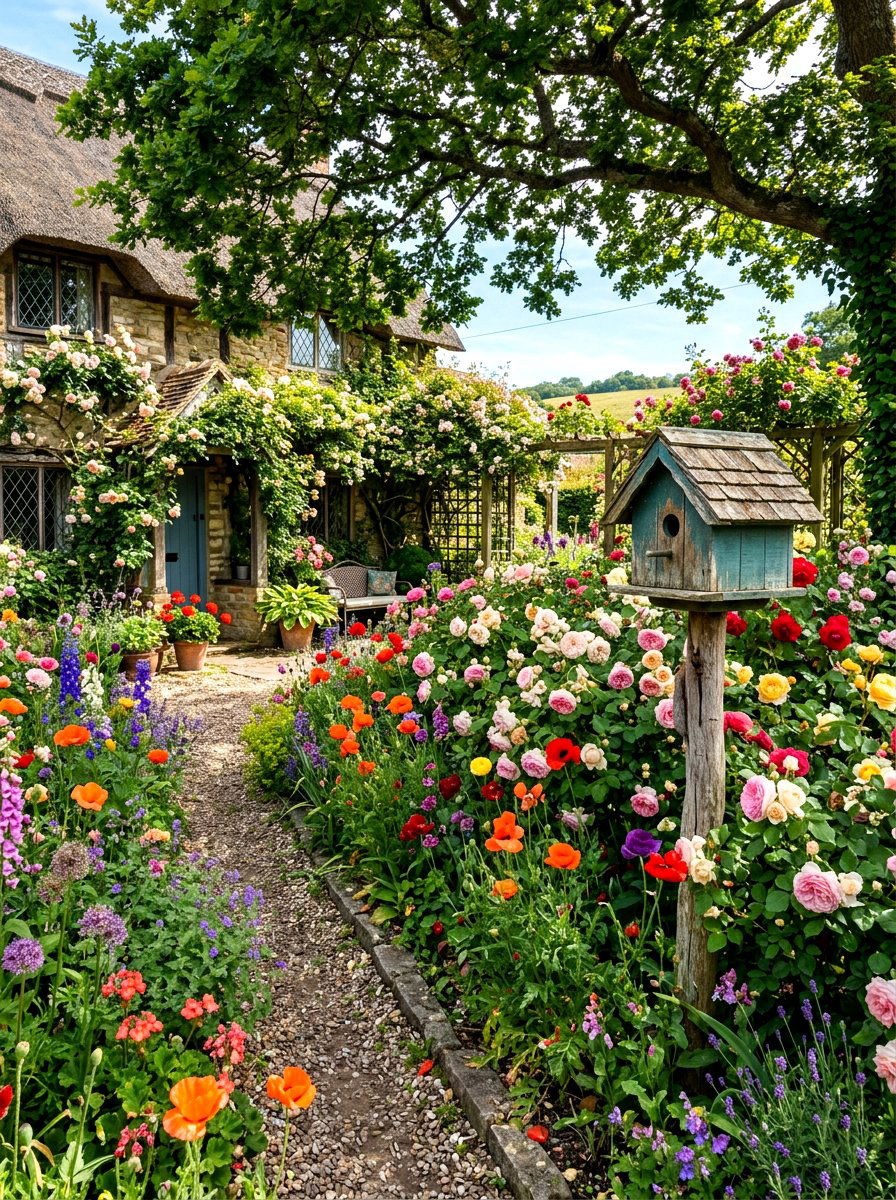 Traditional cottage rose patch - 30 cottage rose border landscaping ideas