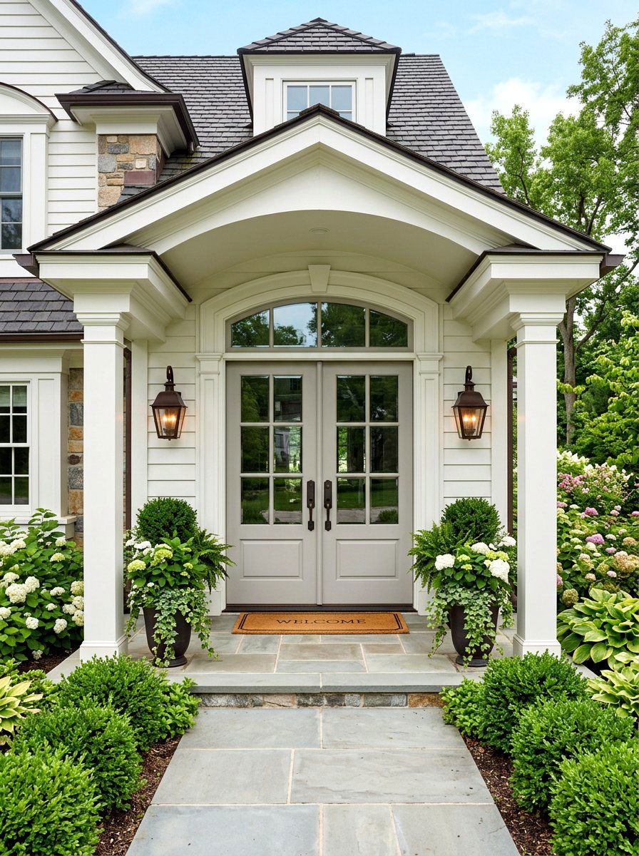 Traditional double front doors - 30 Nancy Meyers front porch ideas