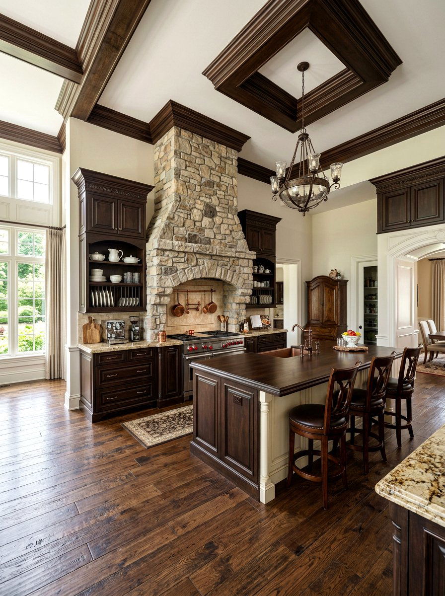 Traditional espresso kitchen with crown molding - 30 espresso kitchen ideas