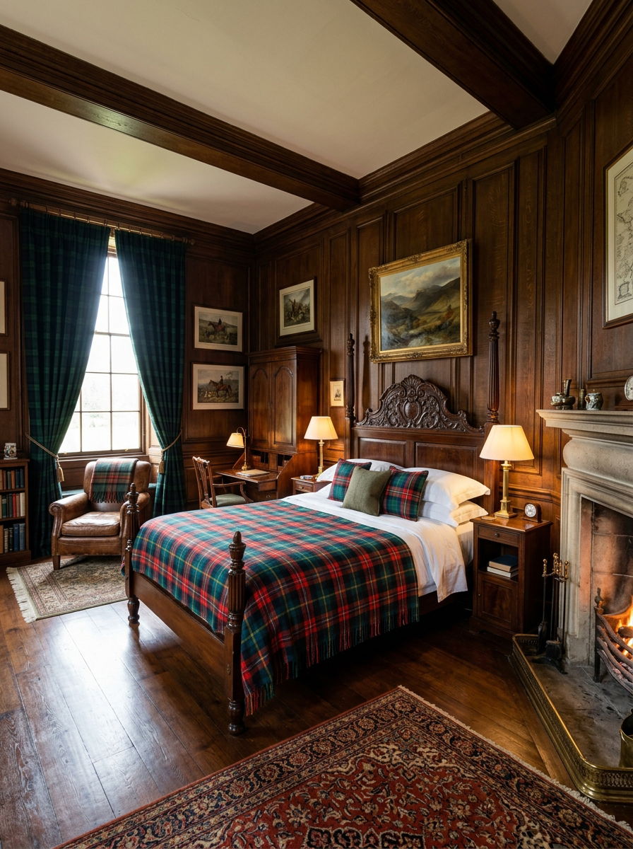 Traditional highland tartan bedroom - 30 plaid bedroom ideas
