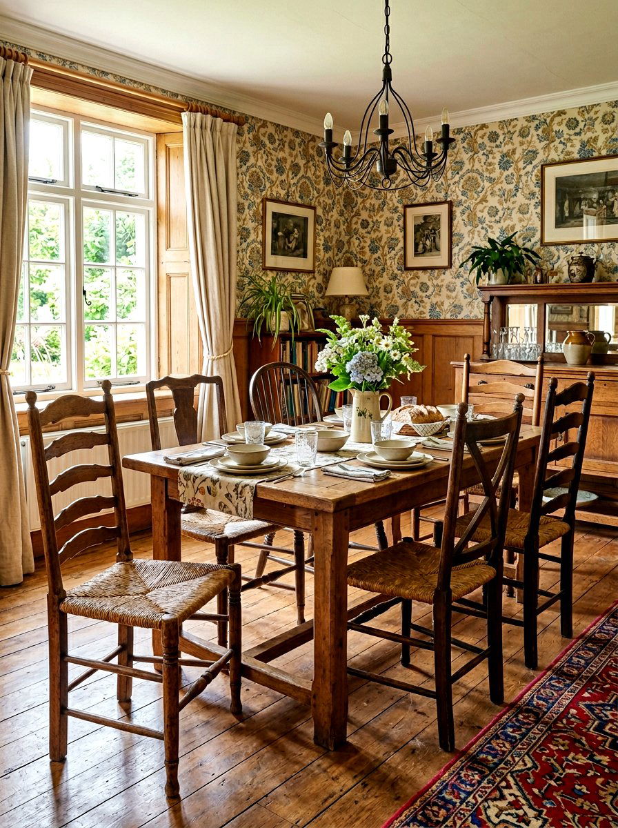 Traditional ladderback seating - 30 mismatched dining chair ideas
