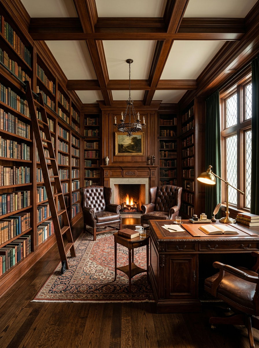 Traditional library living room - 30 heritage lounge room ideas