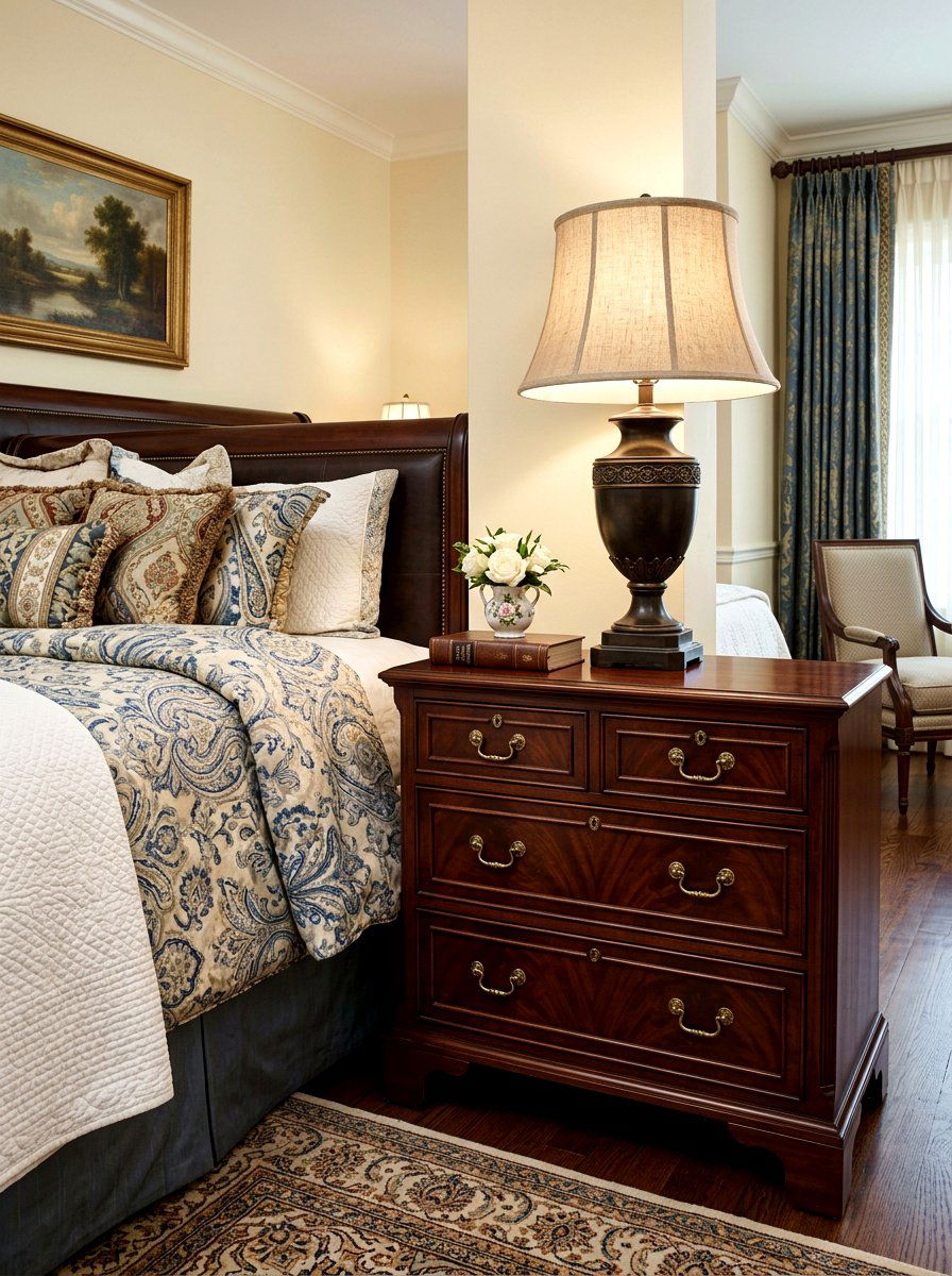 Traditional mahogany bedside chest - 30 guest room nightstand ideas