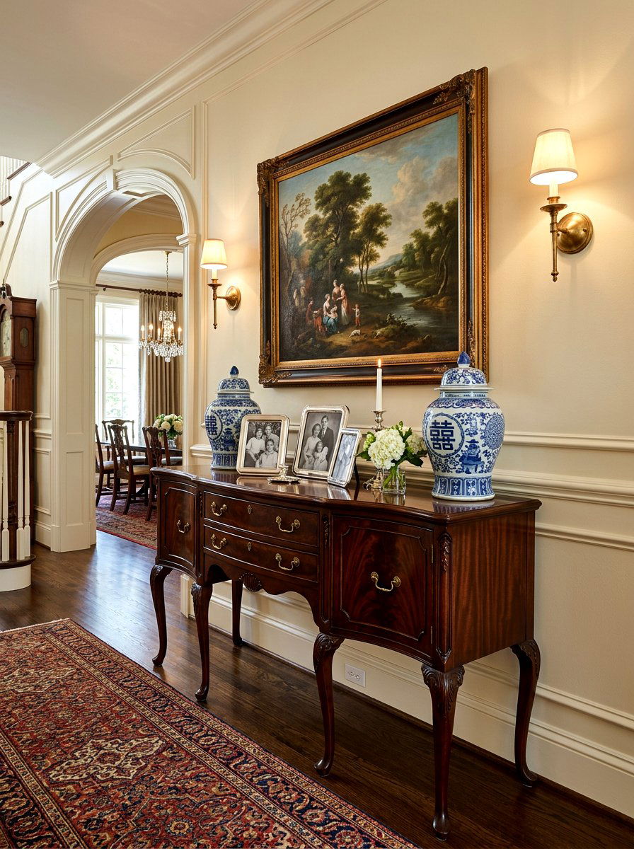 Traditional mahogany console - 30 hallway console styling ideas