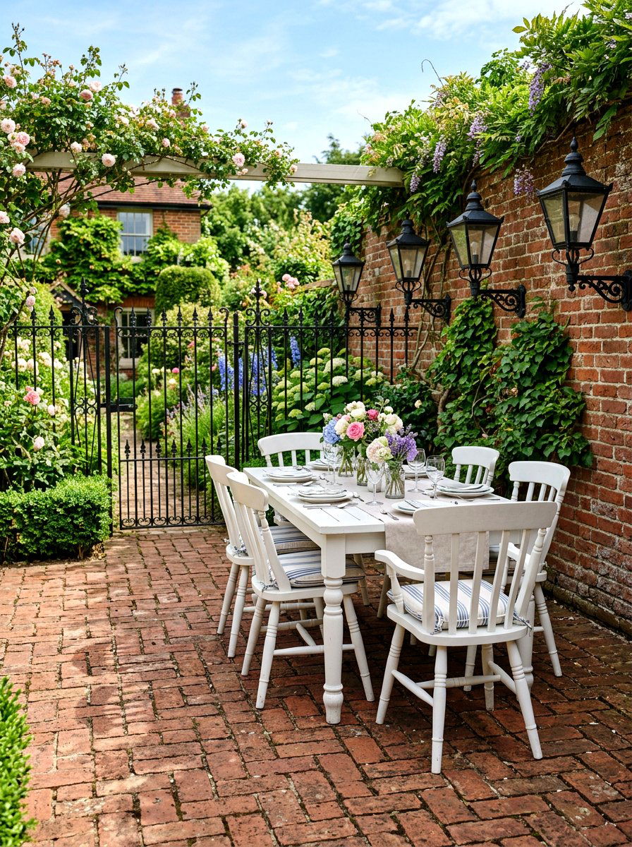Traditional monochrome brick patio - 30 black and white patio ideas
