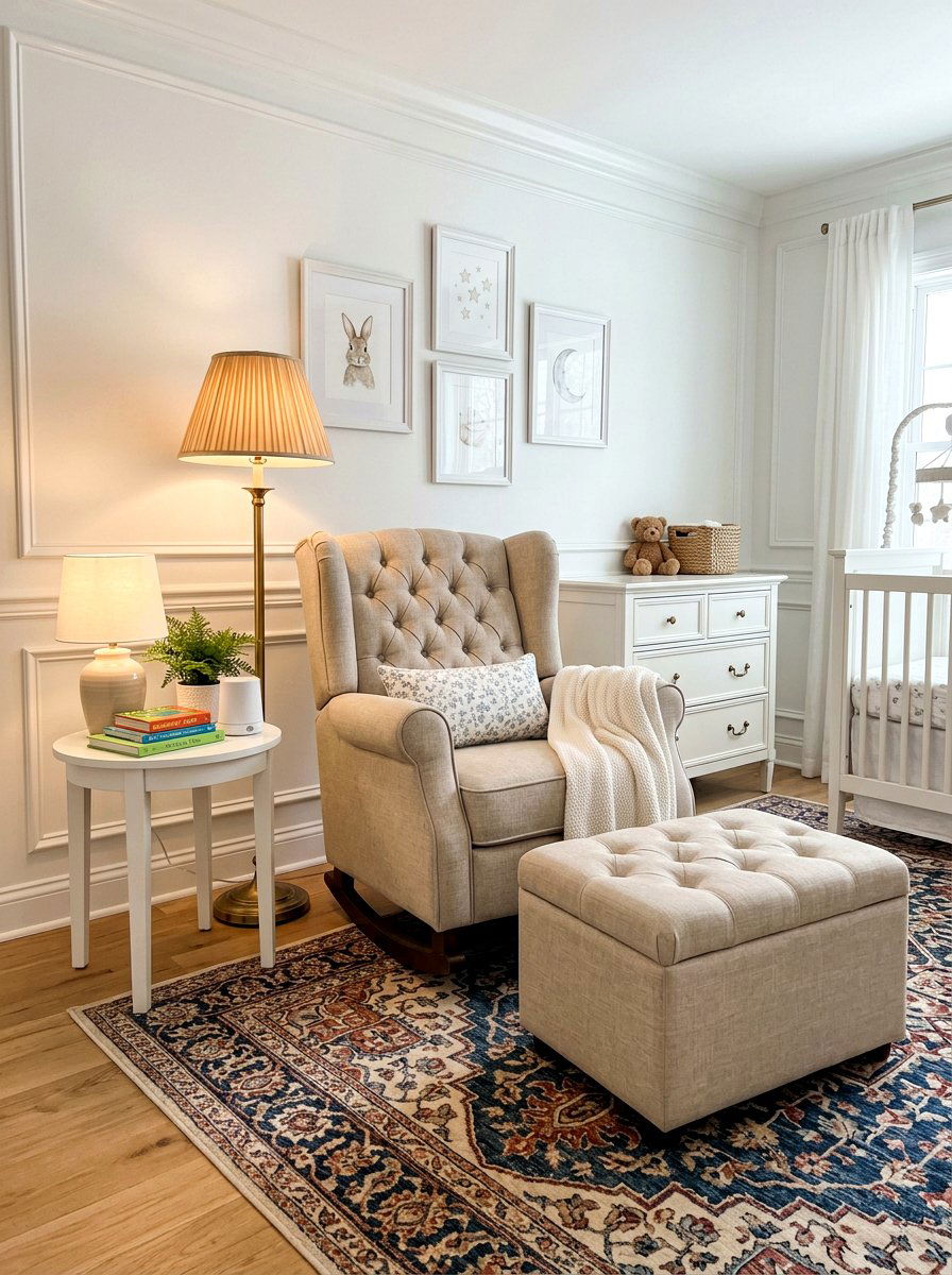 Traditional nursery glider setup - 30 nursery rocking chair corner ideas
