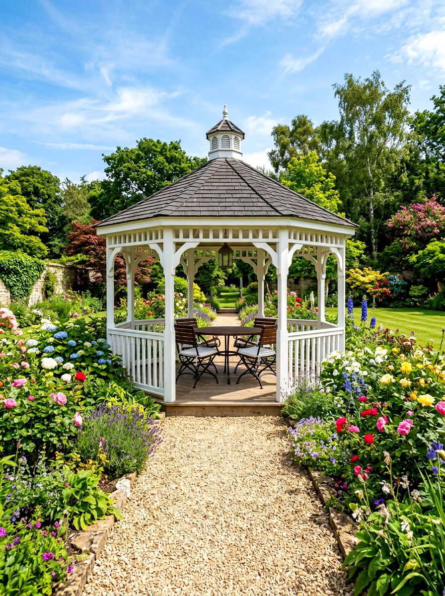 Traditional octagon gazebo - 30 garden gazebo ideas
